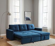 Blue Corner Sofa Bed Storage,215cm