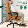 Executive Office Chair with 8 Point Massage & Seat Heated, Home PC Gaming Chairs with Footrest, High Back 150 Reclining Executive Desk Chair with Padded Armrest, PU Leather, Brown Image 5