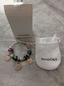 Pandora Bracelet with 13 Charms & 3 Pre decimal Coins