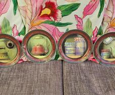 Set of 4 Peter Stanier Fine China Decorative Plates Staffordshire England Rustic Kitchen Still Life