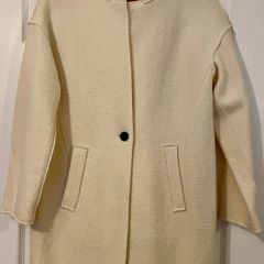 Cream Wool Blend Coat - Size M