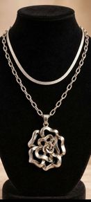 Sterling silver large rose pendant