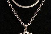 Sterling silver large rose pendant