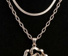 Sterling silver large rose pendant