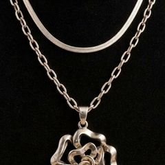 Sterling silver large rose pendant