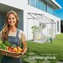 Lean To Aluminium Greenhouse with Base 4.09m3 Wall Garden Greenhouse with Roof Vent and Sliding Door Image 4