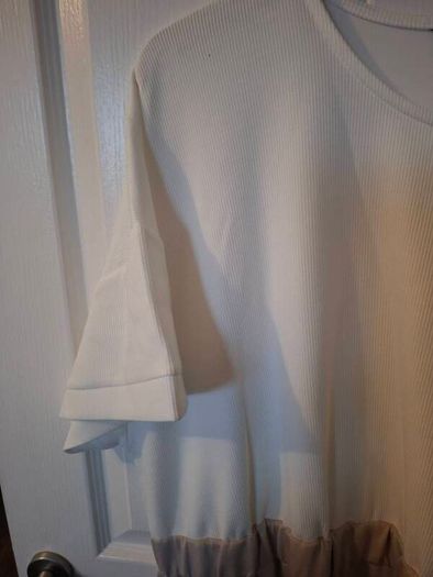 Cream and coffee colour dress