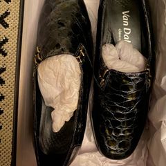 Van Dal Grey Antique Croc Patent Shoes