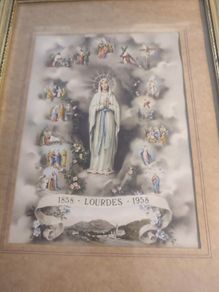 FRAMED HOLLY PRINT OF Rosary Meditations - Pre Vatican 2 - Catholic - Traditional - Holy Rosary Prayer