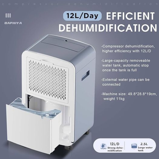 NEW SALE | 12L/D Dehumidifier for Home with Energy Efficient Compressor-HEPA Filter Air Purification, Continuous Drainage, 2.5L Tank, Timer, Sleep Mode, Auto Defrosting, Humidity Target, for Basement Laundry