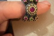 Vintage Sterling Silver Ring Ruby Emerald Style Stones