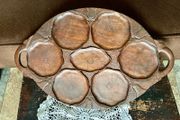 Superb Art Nouveau Style Vintage Handcarved Tray with Lilypad Design
