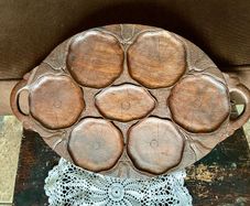 Superb Art Nouveau Style Vintage Handcarved Tray with Lilypad Design