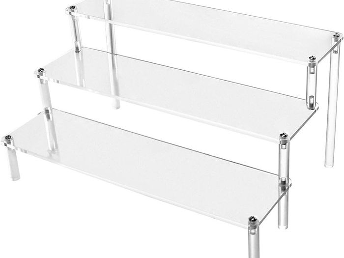 3 Tier Clear Acrylic Display Stand Retail Riser for Pop Figures, Cupcake, Dessert, Perfume, Nail Polish, Condiment, 30x21x15cm