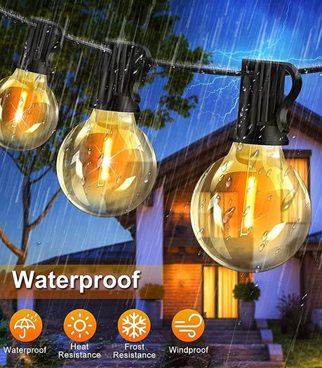 Outdoor String Lights 65.5ft Garden Festoon Light Mains Powered with 30+3 Shatterproof G40 LED Bulbs, Waterproof Hanging Patio Lighting for Indoor (FREE SHIPPING)