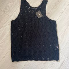 BNWT Atmosphere Black Crochet Vest Top Size 12