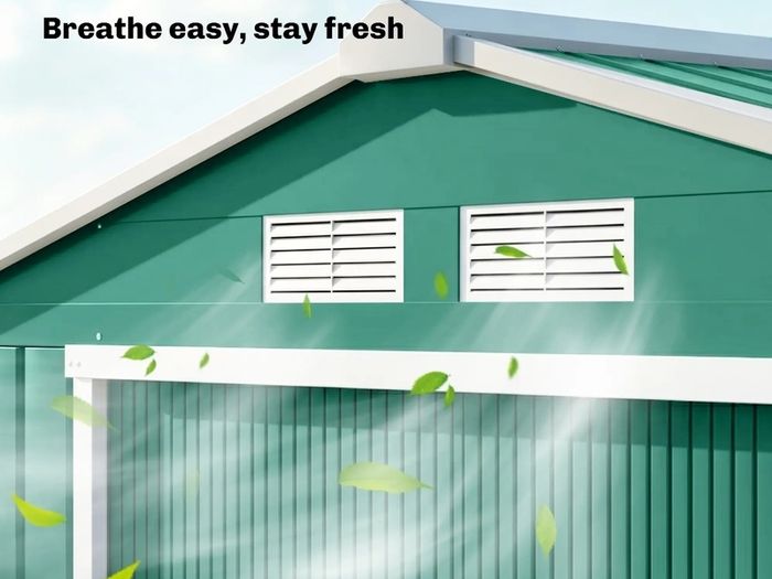 New 7ftx 4ft Lockable Garden Shed Large Patio Roofed Tool Metal Storage Building Foundation Sheds Box Outdoor Furniture,Green