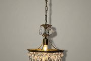 Vintage French Brass &amp; Crystal Lantern Chandelier