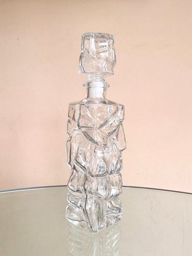 Vintage French Glass Decanter / Carafe, Mid Century, Whitefriars Style