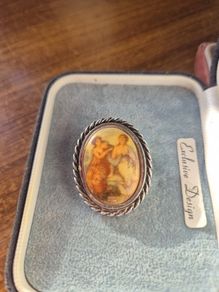 Vintage Victorian Grecian Ladies Romance Enamel Brooch