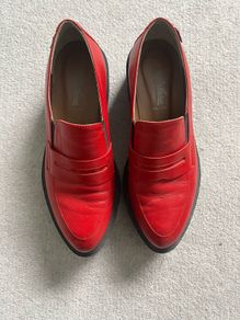 Carl Scarpa Red Wedge Loafers