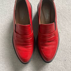 Carl Scarpa Red Wedge Loafers