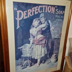 Large "Perfection Soap has no equal" framed print