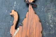 Vintage wooden cat key holder c1960