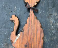 vintage wooden cat key holder c1960