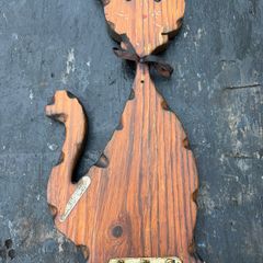 vintage wooden cat key holder c1960