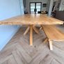 Rustic Oak 2m Dining Table & Matching Bench, Excellent Condition. Image 9