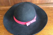 Vintage Wool Ladies Black Broad Rim Hat