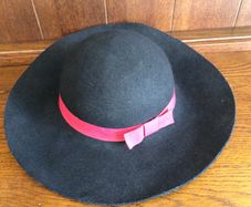 Vintage Wool Ladies Black Broad Rim Hat