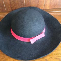 Vintage Wool Ladies Black Broad Rim Hat