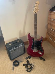 Squier Stratocaster Electric Guitar & Fender Amp Bundle