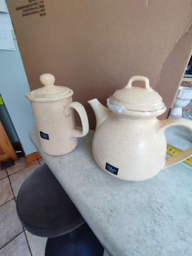 Set Of 2 Beige Tea  And Coffee Pot  St. Michael's House Pottery Dublin
