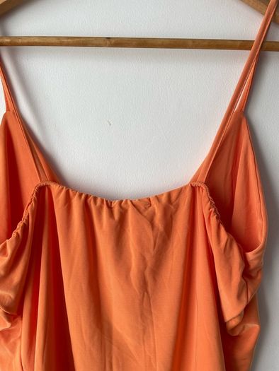 Prettylittlething bodysuit slinky tangerine double layer size 16