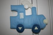 Blue and White Felt Train Decoration - Nursery, Bedroom or Playroom Wall