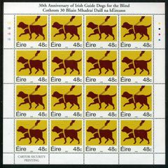 2006 Ireland 30th Anniversary of Irish Guide Dogs for the Blind Commemorative Stamp Sheetlet Plate 1B1B1B1B Mint Never Hinged (MNH)