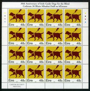 2006 Ireland 30th Anniversary of Irish Guide Dogs for the Blind Commemorative Stamp Sheetlet Plate 1B1B1B1B Mint Never Hinged (MNH)