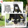Foldable Pet Stroller, with Universal Wheels, Shock Absorber, for Medium and Large Dogs - Grey Image 4