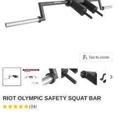 Riot Olympic Safety Sqaut Bar From Strenght Max And Olympic Jaw Lock Collars!!