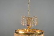 Vintage 1970s Brass &amp; Crystal Chandelier