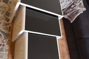 BRAND NEW 3 Set Unit Black Tempered Glass Table Top Side End