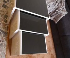 BRAND NEW 3 Set Unit Black Tempered Glass Table Top Side End
