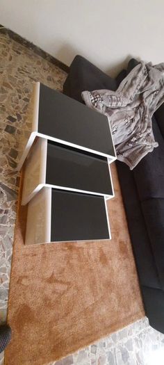 BRAND NEW 3 Set Unit Black Tempered Glass Table Top Side End