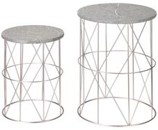2-Piece Garden Table Set Coffee Tables Side Tables Retro Metal Wire Basket Garden Nesting Table Outdoor Balcony Metal Rose Gold Gray