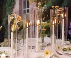 Glass Hurricane Candle Holders Set of 6