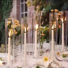 Glass Hurricane Candle Holders Set of 6