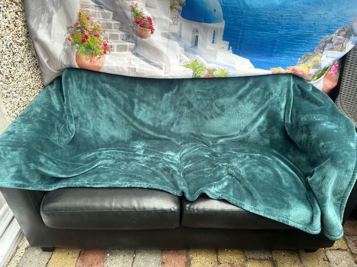 free 2 seater black leather sofa